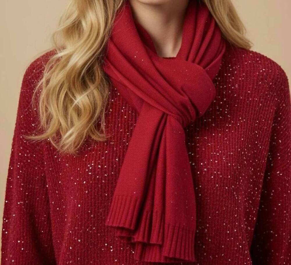 NEW JOSEPH RIBKOFF women's sequined knit scarf in deep cherry